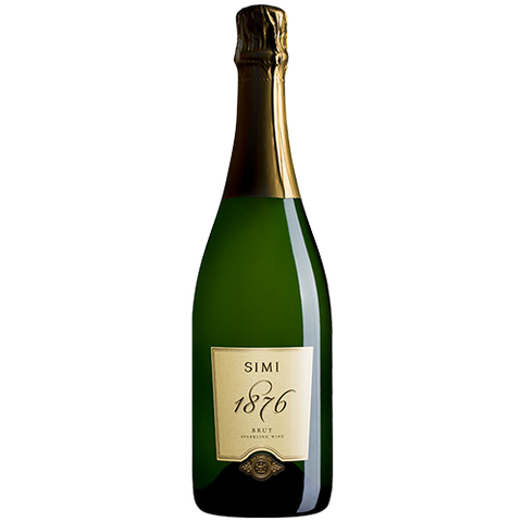 A bottle of SIMI 1876 Brut Sparkling Wine Sonoma County on a light gray background.